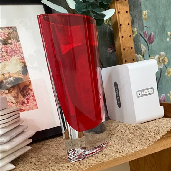 Italian Murano Red Glass Vase 12 in tall - Picture 7 of 7